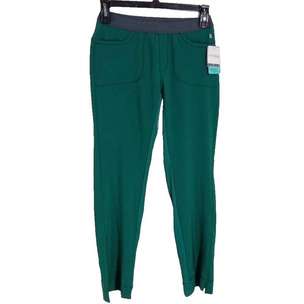 Cherokee Scrub Pant XS Infinity Low Rise Green‎ Black Pull On 1124A HNPS NEW
